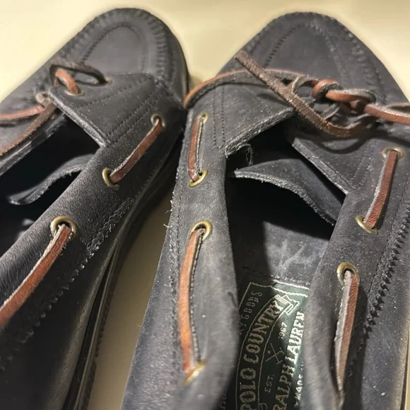 Ralph Lauren “Polo Country” black boat shoe Sz 10 - Picture 4 of 8